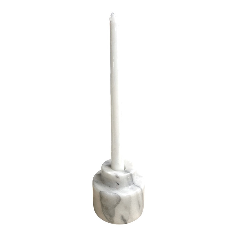 White Marble Vintage Candle Holder Heavy Stone Decor. Goodwood, Art Classic Chic - Picture 4 of 8